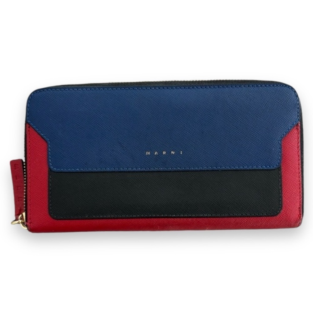 Marni Trunk Multicolor Vanitosi Calf Leather Colourblock Zip Long Wallet Bag